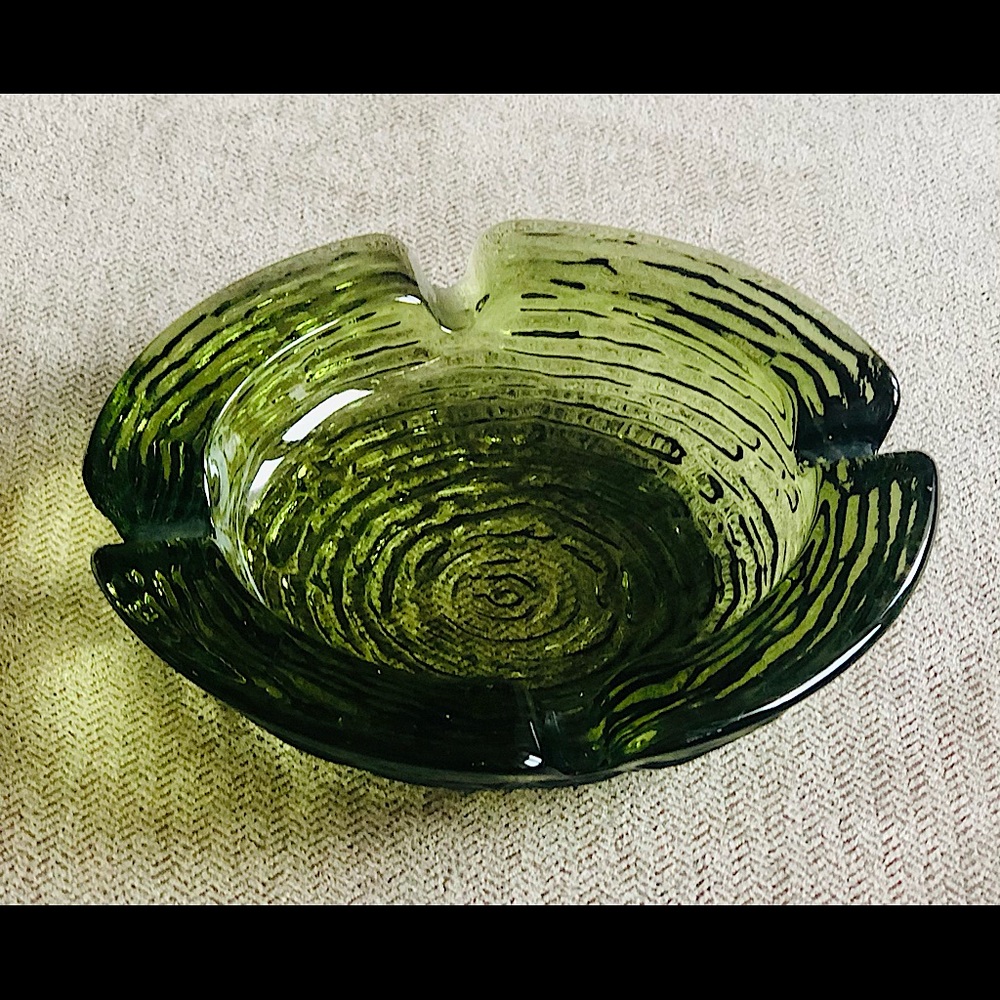 Green Fire and Ice-like Ashtray / Trinket Dish